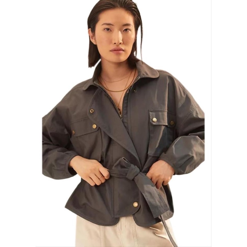 NWT ANTHROPOLOGIE PUFF SLEEVED UTILITY JACKET IN DARK GREY - Picture 5 of 5